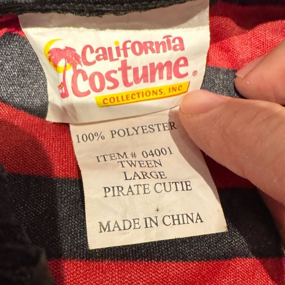 TWEEN Kids Pirate Costume dress  juniors size LARGE length 21in pit to pit 11in - Picture 3 of 5